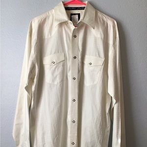 Wrangler Western Shirt Men's Size XL Cream long sleeve Luxury Country Cowboy